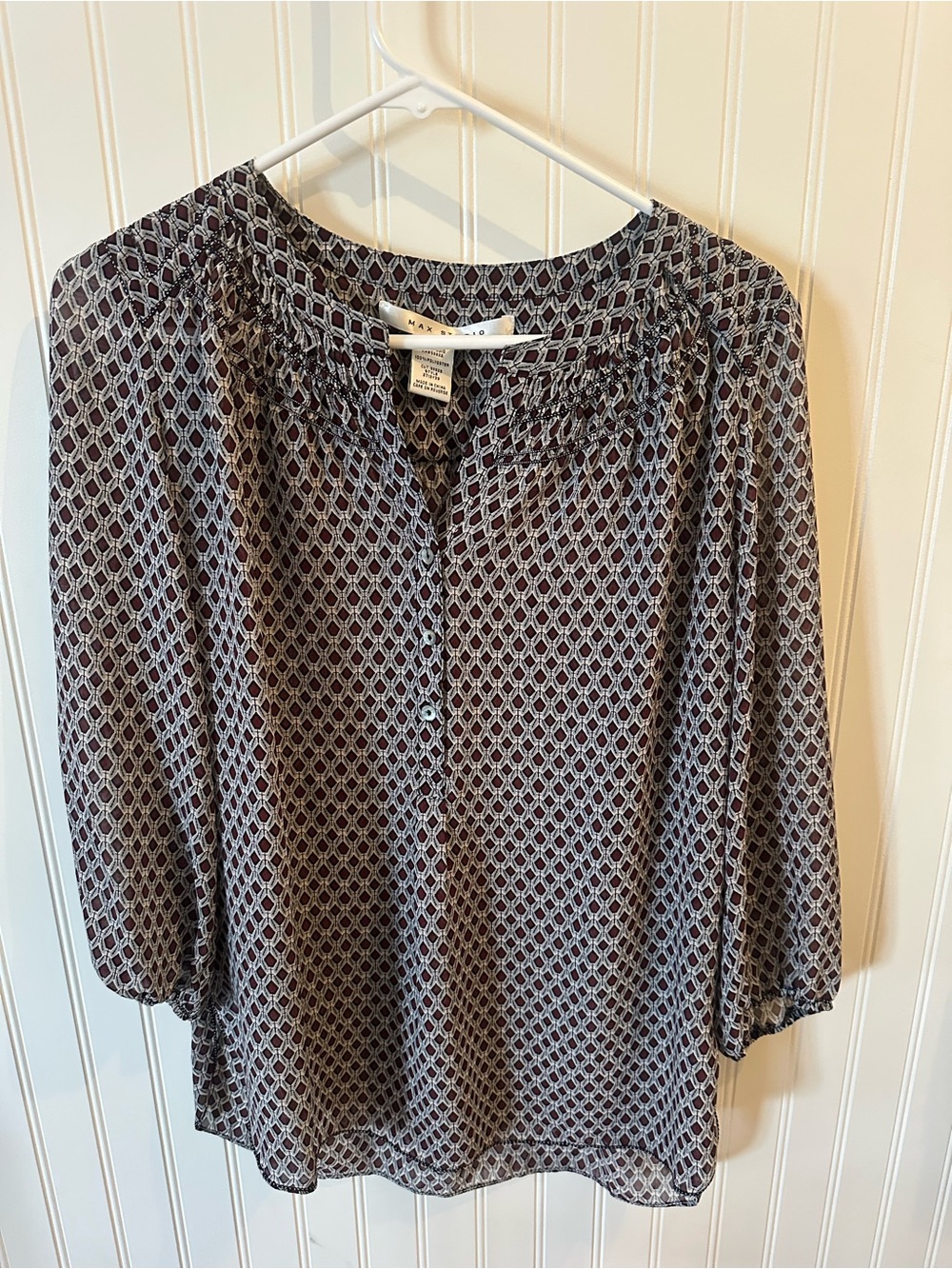 Max Studio Black Geometric Print Blouse